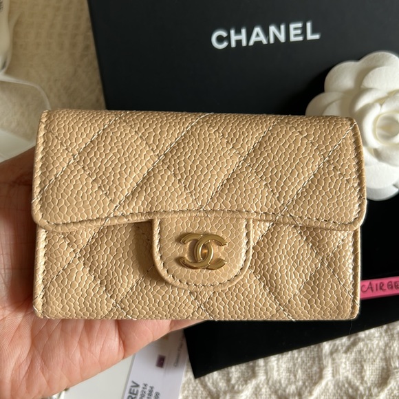 Chanel Flap Card Holder Caviar Beige REV - Picture 6 of 15